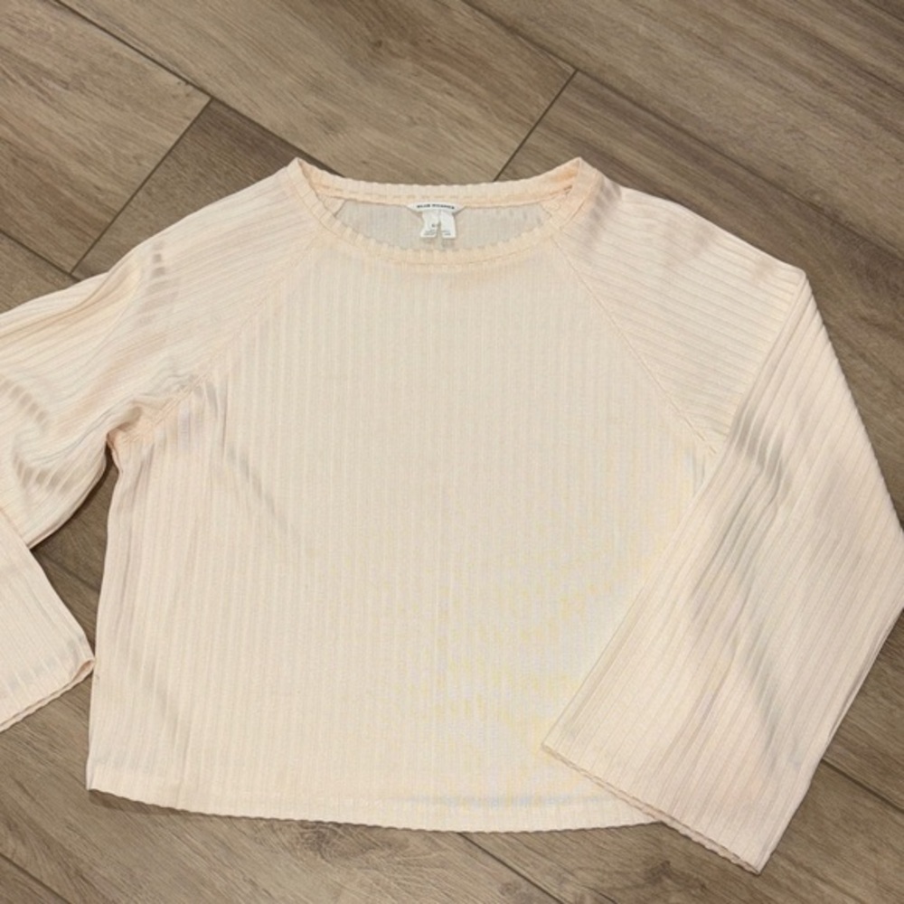 Club Monaco cream/tan shiny Ribbed woman’s  Top size small